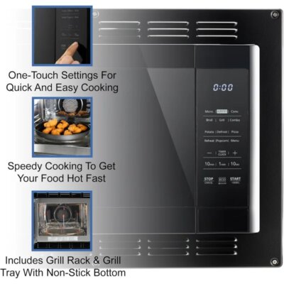 RecPro RV Kitchen Air Fryer & Convection Microwave with Trim Kit | 1.0 Cu. Ft. | 120V | 6 Cooking Modes (Black) - Image 4