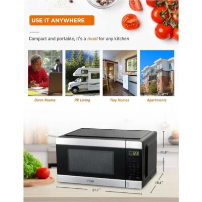 COMMERCIAL CHEF 1.1 Cu Ft Microwave with 10 Power Levels, Small Microwave with Push Button, 1000W Countertop Microwave - Image 6