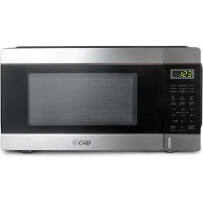 COMMERCIAL CHEF 1.1 Cu Ft Microwave with 10 Power Levels, Small Microwave with Push Button, 1000W Countertop Microwave