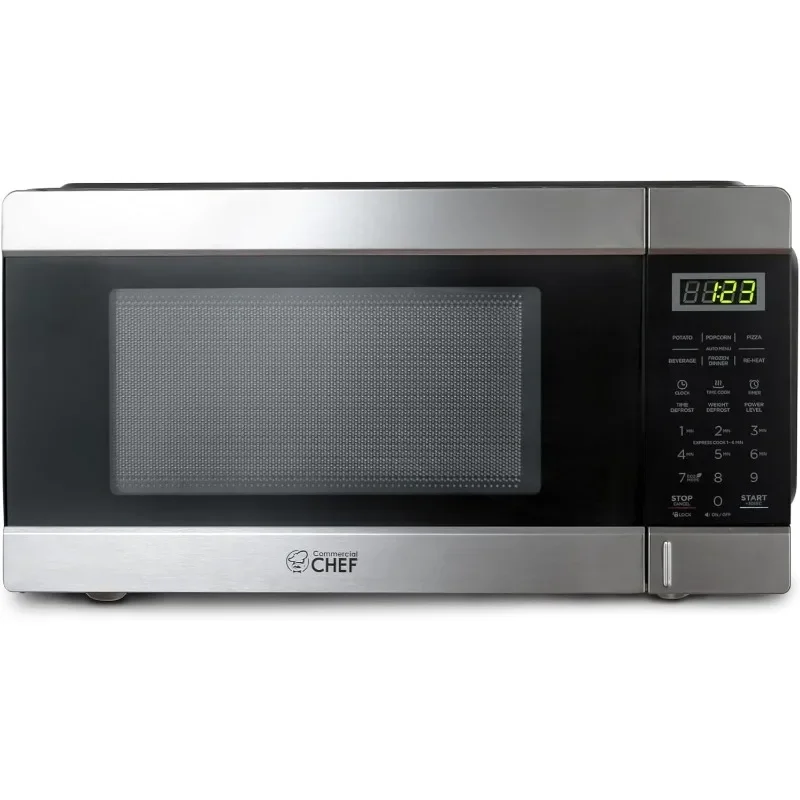 COMMERCIAL CHEF 1.1 Cu Ft Microwave with 10 Power Levels, Small Microwave with Push Button, 1000W Countertop Microwave