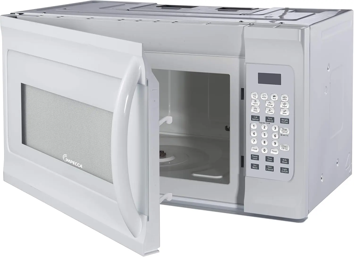 Impecca 1.6 cu. ft. Over-the-Range 30” Microwave Oven 1000 Watts, with Surface Light, 2 Speed Vent System, Touchpad Controls