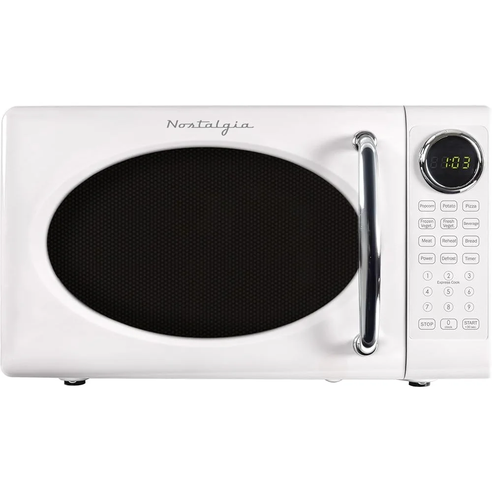 Retro Microwave Oven 700W Countertop 0.7Cu Ft Rotating Glass Turntable Child Safety Lock 8 Auto Cook Programs Digital Clock Retro Microwave Oven 700W Countertop 0.7Cu Ft Rotating Glass Turntable Child Safety Lock 8 Auto Cook Programs Digital Clock