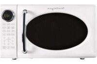Retro Microwave Oven 700W Countertop 0.7Cu Ft Rotating Glass Turntable Child Safety Lock 8 Auto Cook Programs Digital Clock