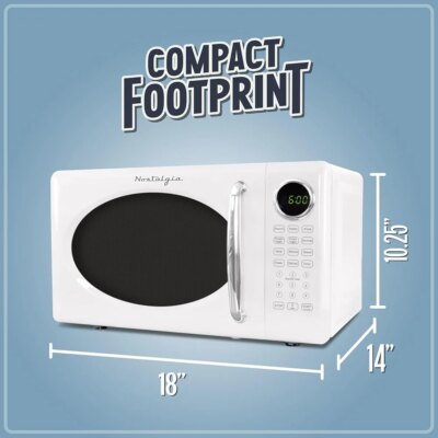 Retro Microwave Oven 700W Countertop 0.7Cu Ft Rotating Glass Turntable Child Safety Lock 8 Auto Cook Programs Digital Clock - Image 6