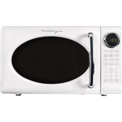 Retro Microwave Oven 700W Countertop 0.7Cu Ft Rotating Glass Turntable Child Safety Lock 8 Auto Cook Programs Digital Clock - Image 2
