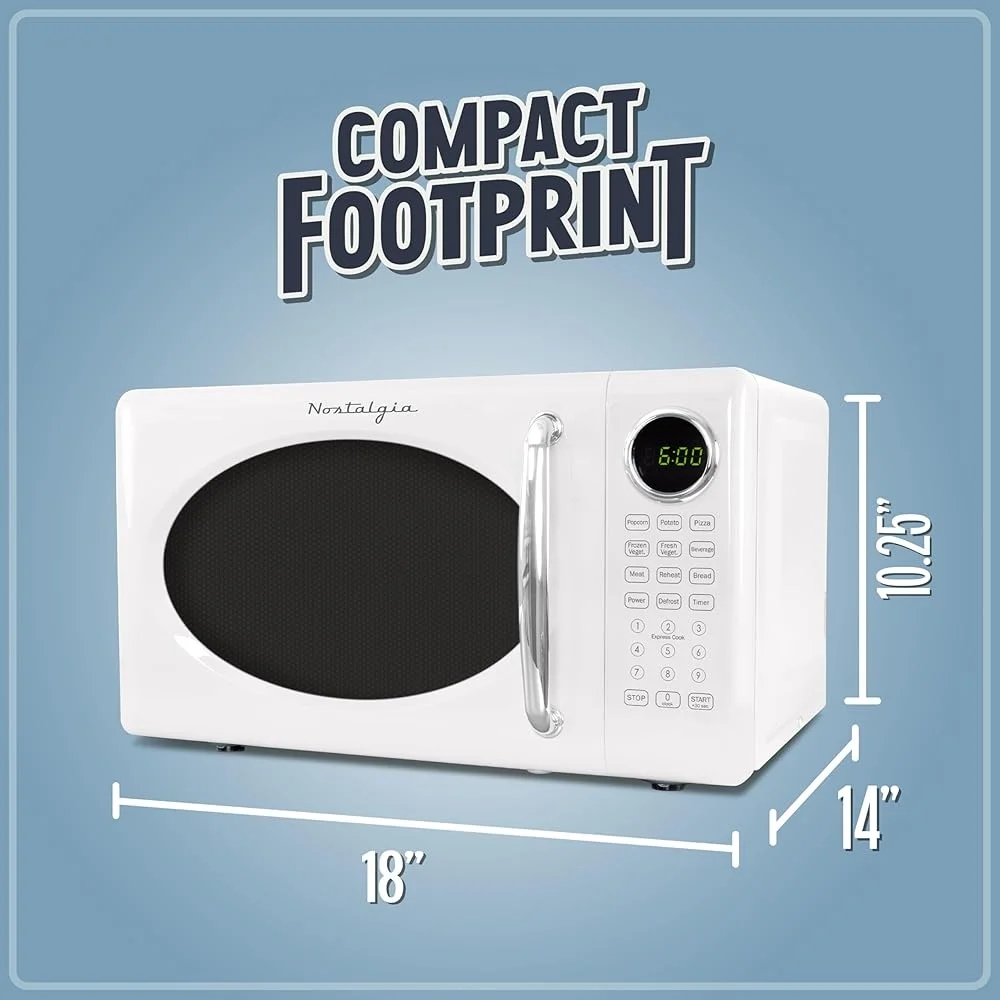 Retro Microwave Oven 700W Countertop 0.7Cu Ft Rotating Glass Turntable Child Safety Lock 8 Auto Cook Programs Digital Clock Retro Microwave Oven 700W Countertop 0.7Cu Ft Rotating Glass Turntable Child Safety Lock 8 Auto Cook Programs Digital Clock