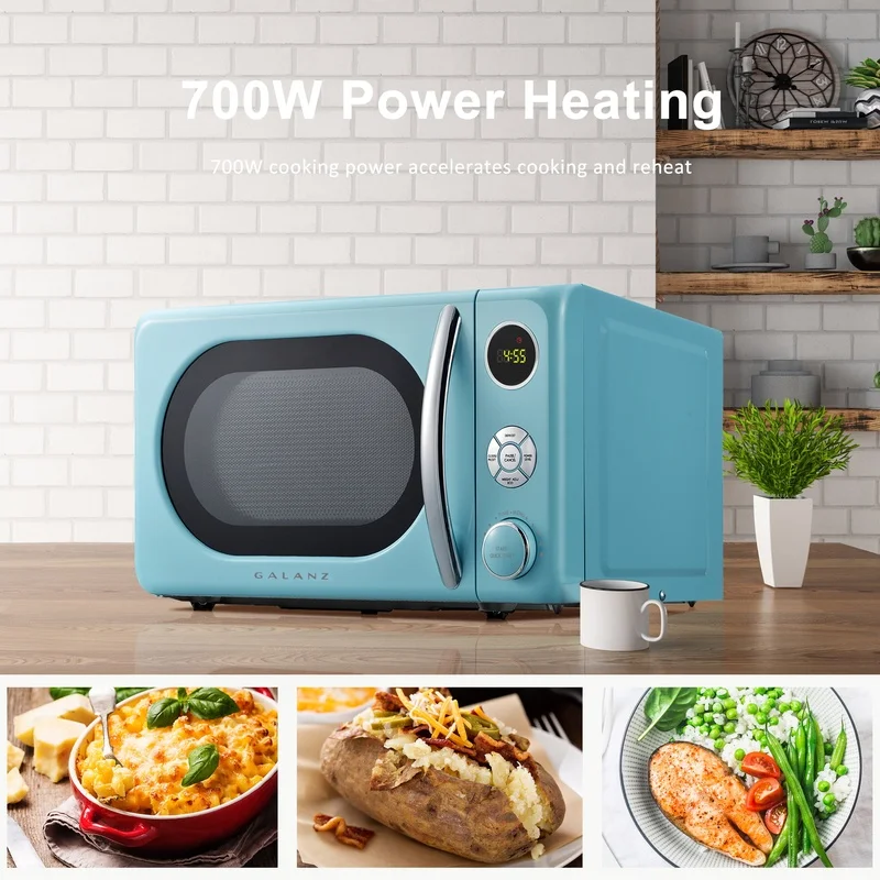 Retro Microwave Oven Countertop 700W Defrost Program 6 Power Levels Stylish Cooking Appliance Kitchen Dorm Room Retro Microwave Oven Countertop 700W Defrost Program 6 Power Levels Stylish Cooking Appliance Kitchen Dorm Room