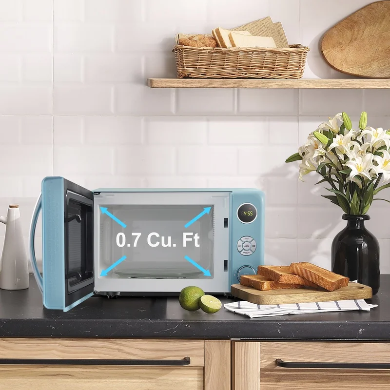 Retro Microwave Oven Countertop 700W Defrost Program 6 Power Levels Stylish Cooking Appliance Kitchen Dorm Room Retro Microwave Oven Countertop 700W Defrost Program 6 Power Levels Stylish Cooking Appliance Kitchen Dorm Room