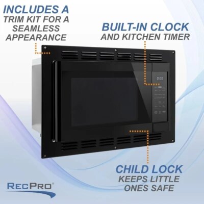 RecPro RV Kitchen Air Fryer & Convection Microwave with Trim Kit | 1.0 Cu. Ft. | 120V | 6 Cooking Modes (Black) - Image 3