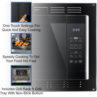 RecPro RV Kitchen Air Fryer & Convection Microwave with Trim Kit | 1.0 Cu. Ft. | 120V | 6 Cooking Modes (Black) - Image 4