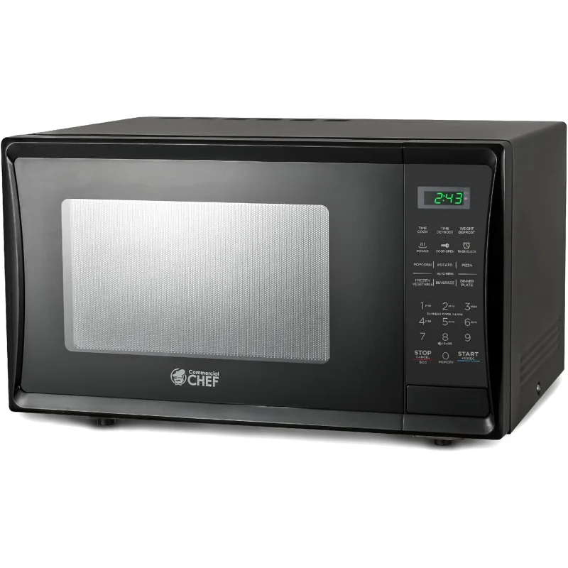 1.1 Cu Ft Microwave with 10 Power Levels, Microwave 1000W with Push Button Door Lock, Countertop Microwave