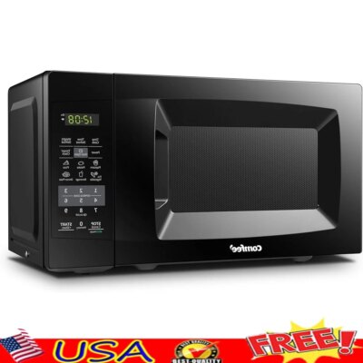 Countertop Microwave Oven 700W with Sound On Off Easy One Touch Buttons Express Cooking Digital Display ECO Mode 0.7 Cu Ft