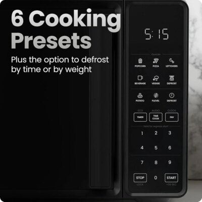 Countertop Microwave Oven 0.7 Cu Ft 700W Digital Controls 10 Power Levels 6 Cooking Presets Mute Function Easy Clean - Image 4
