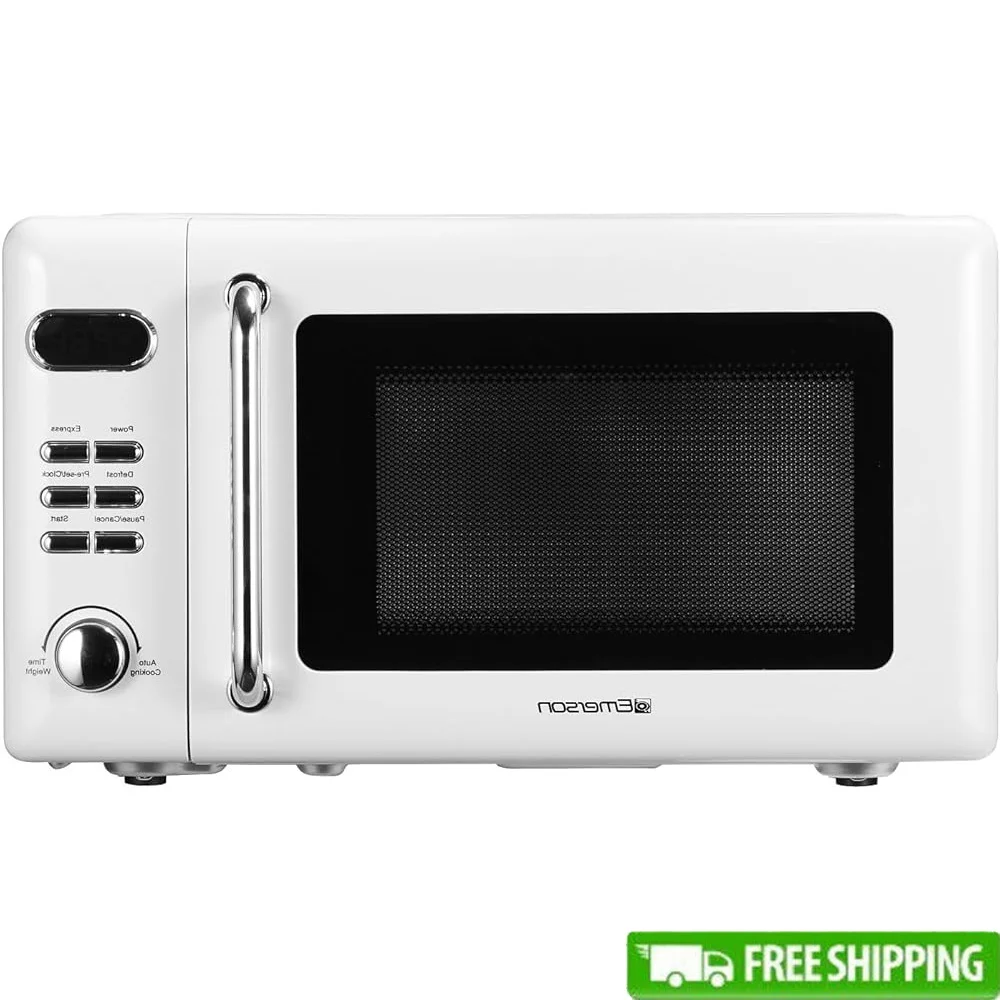 Compact Microwave Oven 700W LED Display 5 Power Levels 8 Auto Menus Glass Turntable Express Defrost Functions Countertop Compact Microwave Oven 700W LED Display 5 Power Levels 8 Auto Menus Glass Turntable Express Defrost Functions Countertop
