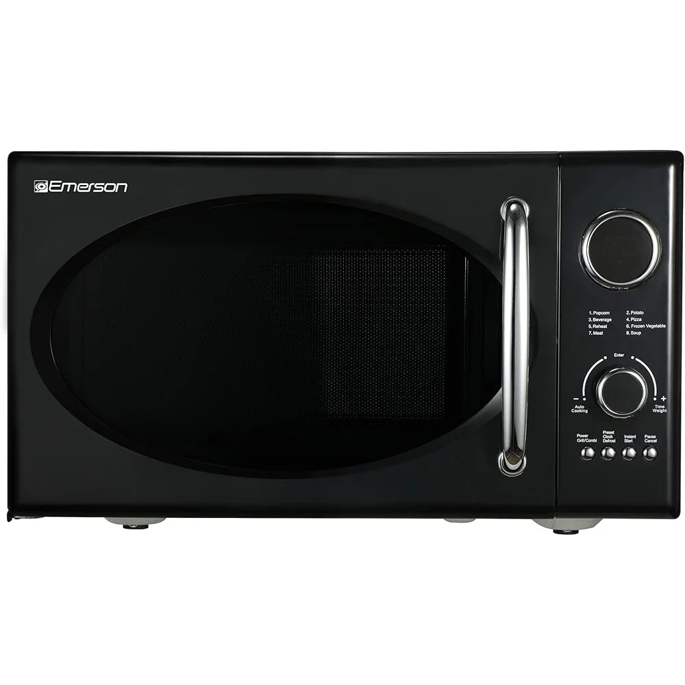 Retro Compact 800W Microwave Oven with 1,000W Grill Function LED Display 5 Power Levels 8 Auto Menus Glass Door Countertop Retro Compact 800W Microwave Oven with 1,000W Grill Function LED Display 5 Power Levels 8 Auto Menus Glass Door Countertop