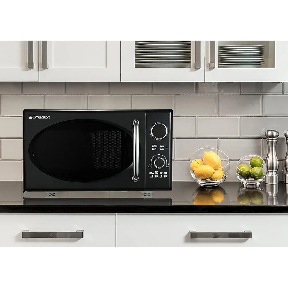 Retro Compact 800W Microwave Oven with 1,000W Grill Function LED Display 5 Power Levels 8 Auto Menus Glass Door Countertop Retro Compact 800W Microwave Oven with 1,000W Grill Function LED Display 5 Power Levels 8 Auto Menus Glass Door Countertop