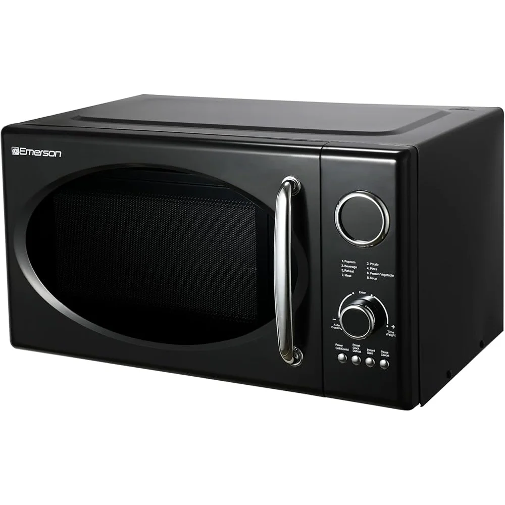 Retro Compact 800W Microwave Oven with 1,000W Grill Function LED Display 5 Power Levels 8 Auto Menus Glass Door Countertop Retro Compact 800W Microwave Oven with 1,000W Grill Function LED Display 5 Power Levels 8 Auto Menus Glass Door Countertop