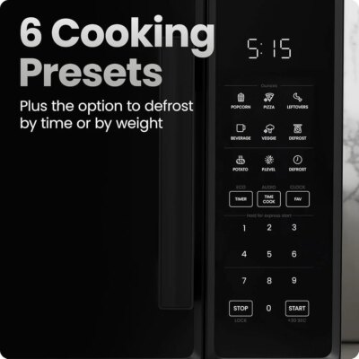 Countertop Microwave Oven 1000W Digital with 10 Power Levels 6 Cooking Presets One-Touch Mute Function Easy Clean Design - Image 4