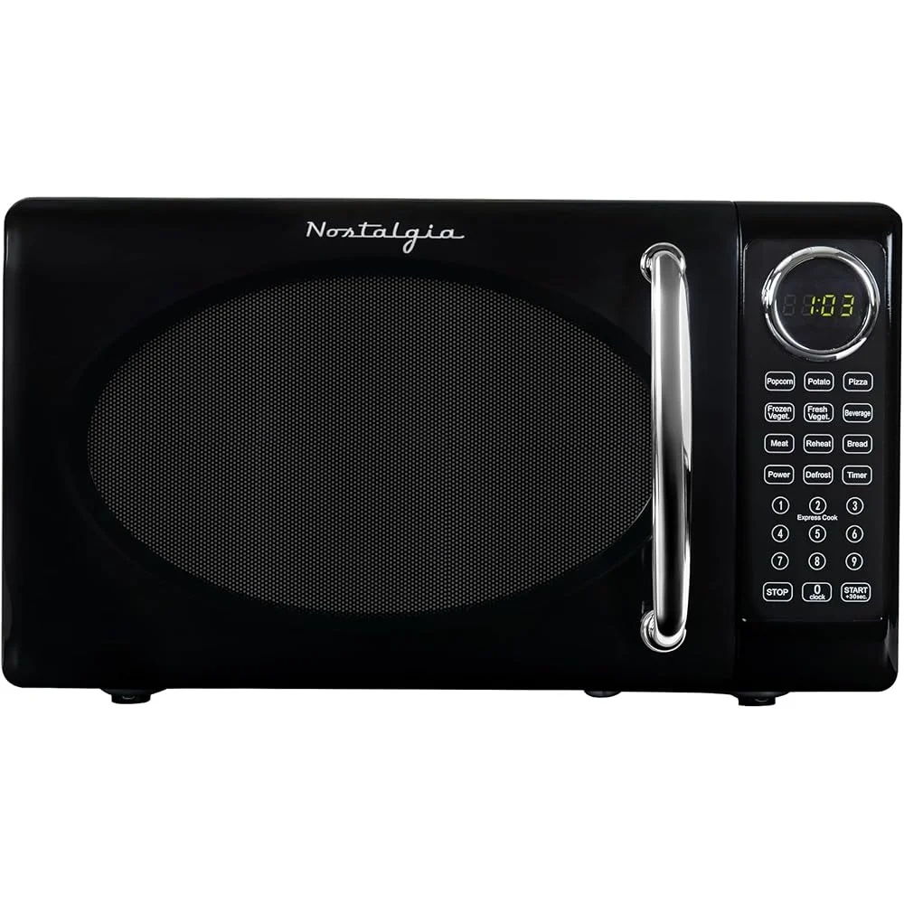 Compact Retro Microwave Oven 700 Watt Countertop Kitchen Appliance with Auto Cook Programs Digital Clock Child Safety Lock Glass Compact Retro Microwave Oven 700 Watt Countertop Kitchen Appliance with Auto Cook Programs Digital Clock Child Safety Lock Glass