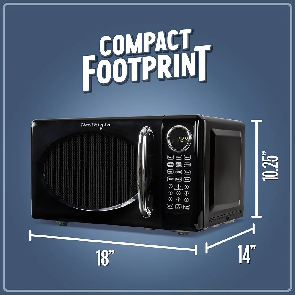 Compact Retro Microwave Oven 700 Watt Countertop Kitchen Appliance with Auto Cook Programs Digital Clock Child Safety Lock Glass Compact Retro Microwave Oven 700 Watt Countertop Kitchen Appliance with Auto Cook Programs Digital Clock Child Safety Lock Glass