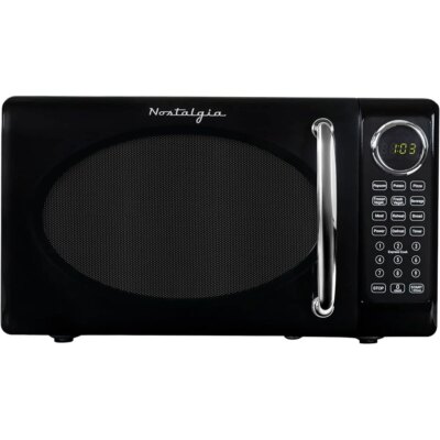 Compact Retro Microwave Oven 700 Watt Countertop Kitchen Appliance with Auto Cook Programs Digital Clock Child Safety Lock Glass - Image 2