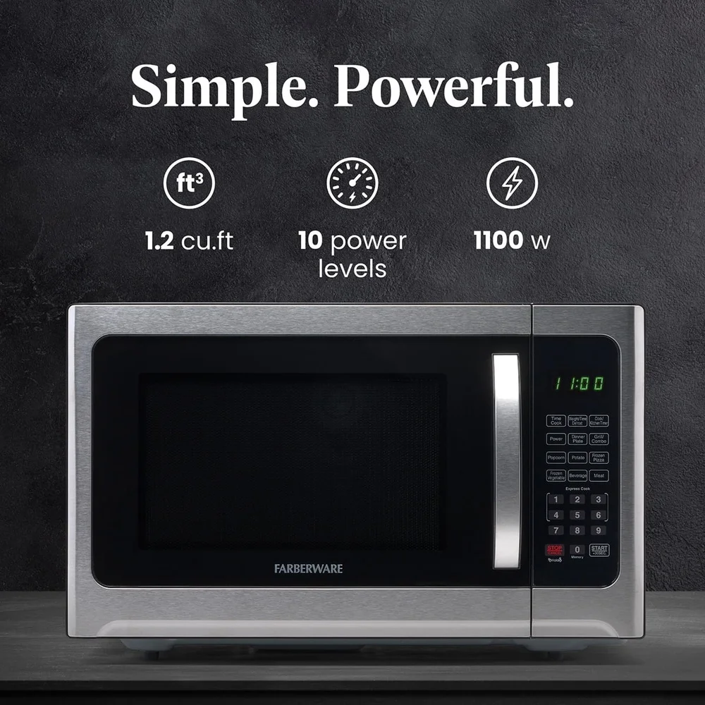 Smart Sensor Microwave Oven 1100W Countertop with Child Lock LED Display Timer One Touch Cooking Programs Easy Clean Stainless Smart Sensor Microwave Oven 1100W Countertop with Child Lock LED Display Timer One Touch Cooking Programs Easy Clean Stainless