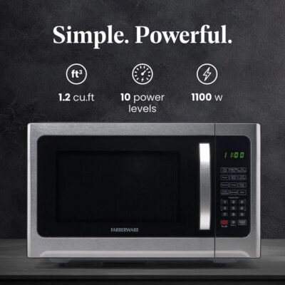 Smart Sensor Microwave Oven 1100W Countertop with Child Lock LED Display Timer One Touch Cooking Programs Easy Clean Stainless - Image 4