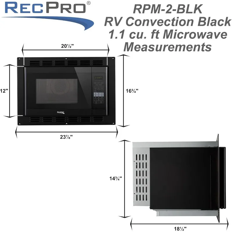 RecPro RV Convection Microwave Black 1.1 Cu. ft  120V Microwave  Appliances Direct Replacement  High Pointe and Greystone