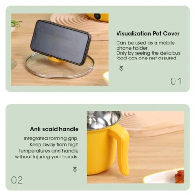 1.8l Multifunctional Cooker Hot Pot Multifunctional Student Dormitory Electric Electric Cooking Noodles Home Pot Stainless Steel - Image 4