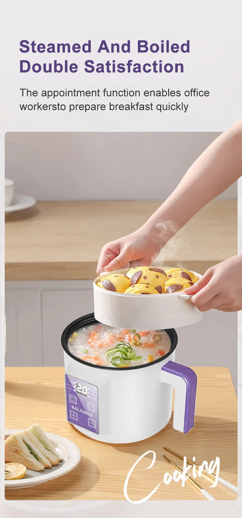 220V Smart Electric Rice Cooker Household Multicooker Steamer Double Layer Rice Cooker Auto Rice Cooker Appliances for Kitchen