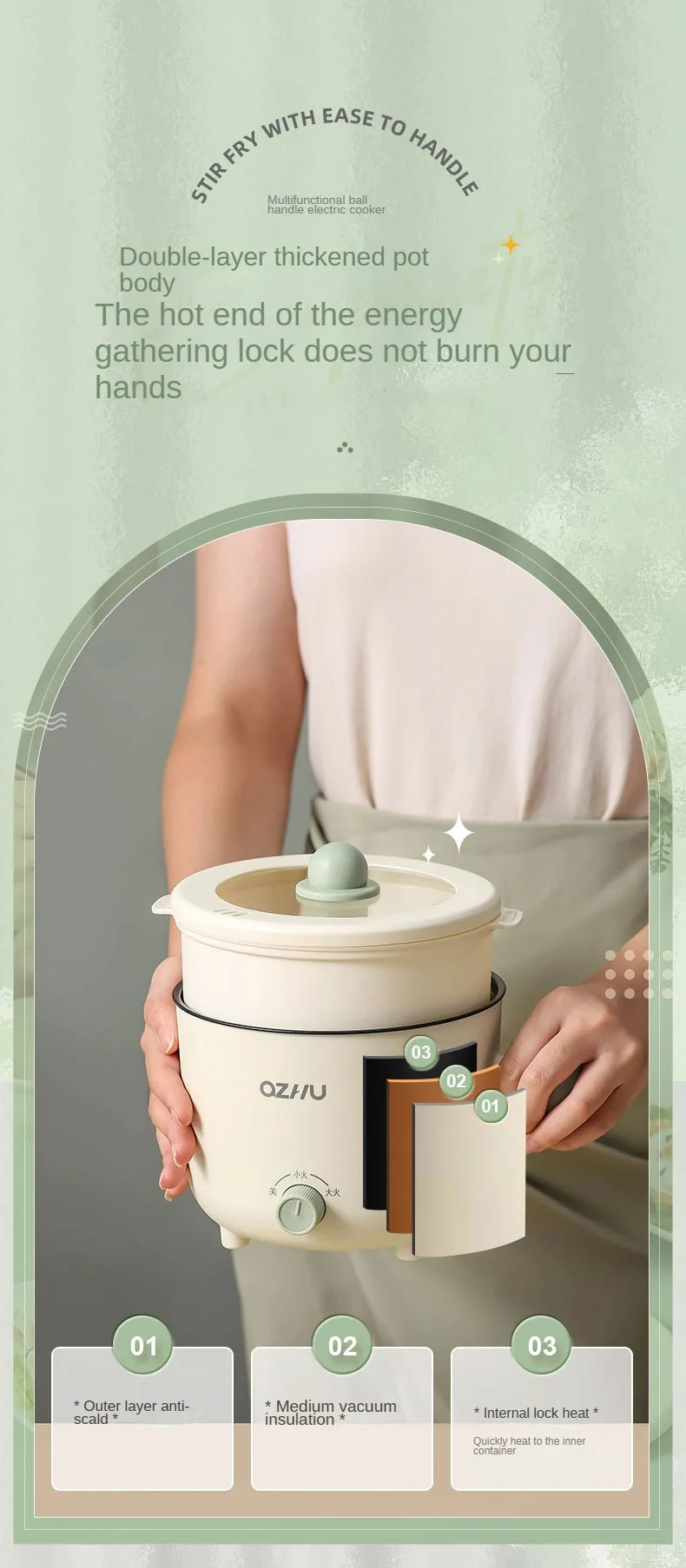 Electric Rice Pot Multicooker Hotpot Stew Heating Pan Noodles Eggs Soup Steamer Rice Cookers Cooking Pot for Home