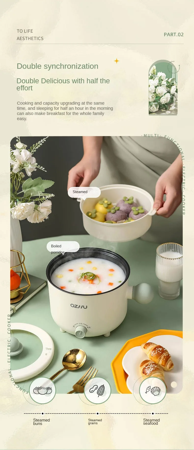 Electric Rice Pot Multicooker Hotpot Stew Heating Pan Noodles Eggs Soup Steamer Rice Cookers Cooking Pot for Home