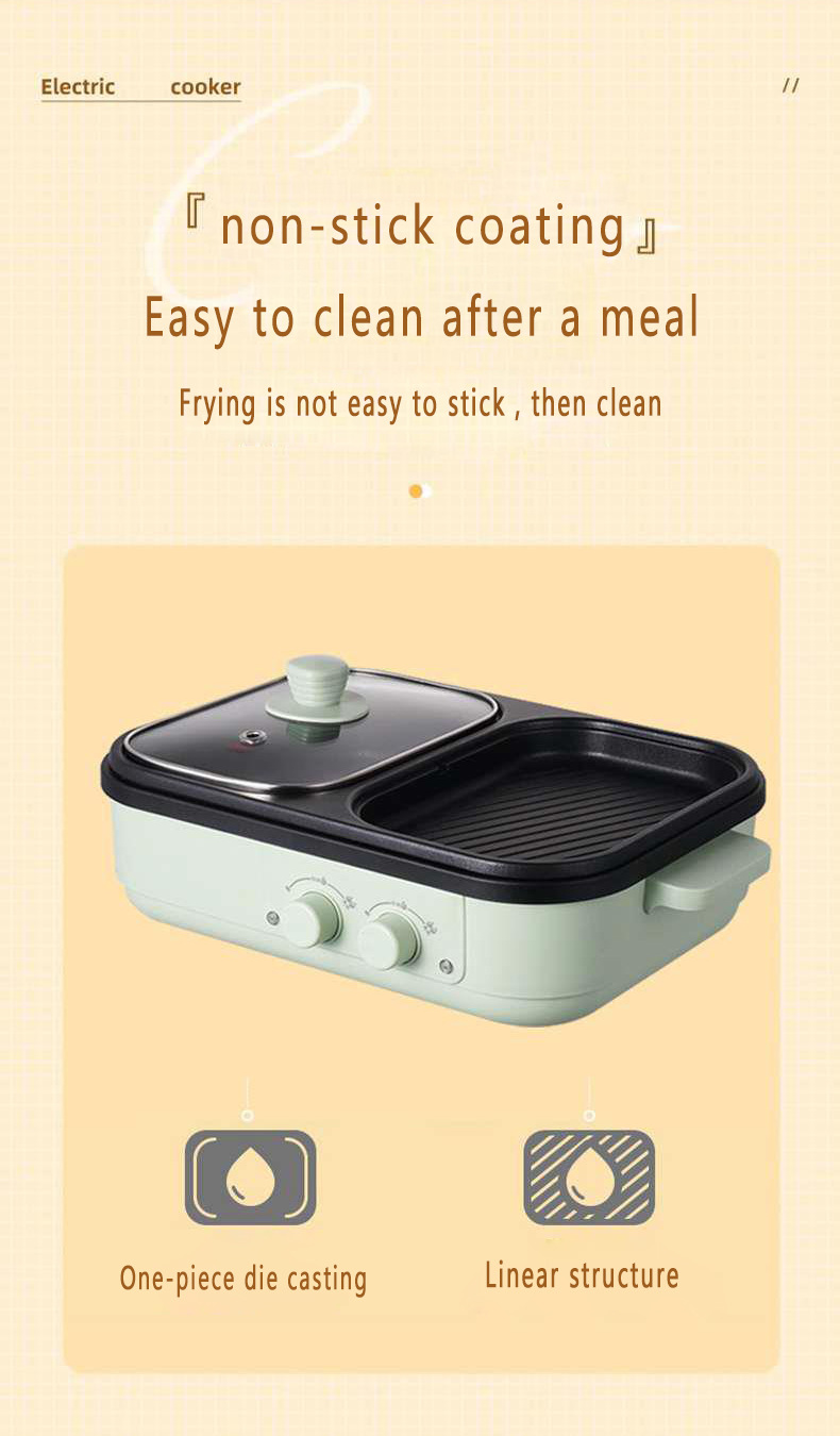 2 in 1 Non-Stick Shabu Pot and Griddle Multi Cookers BBQ Shabu Shabu Pot with Grill, Steaks, Ramen& Noodles,electric cooking pot