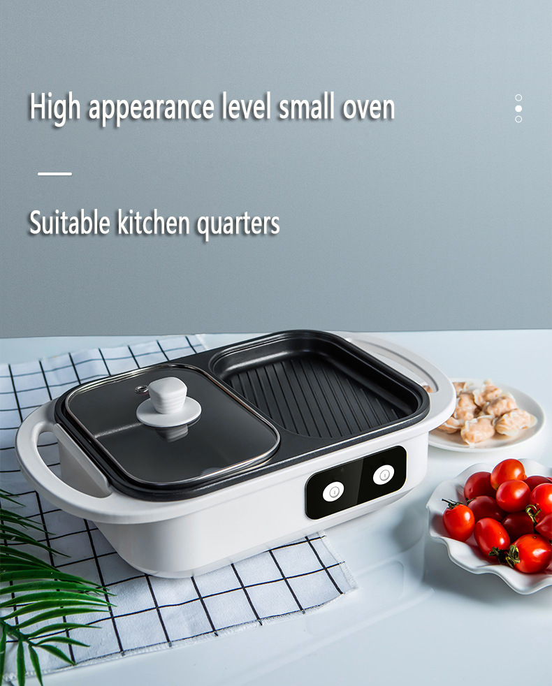 2 in 1 Non-Stick Shabu Pot and Griddle Multi Cookers BBQ Shabu Shabu Pot with Grill, Steaks, Ramen& Noodles,electric cooking pot