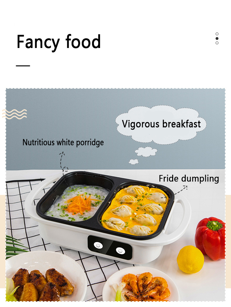 2 in 1 Non-Stick Shabu Pot and Griddle Multi Cookers BBQ Shabu Shabu Pot with Grill, Steaks, Ramen& Noodles,electric cooking pot