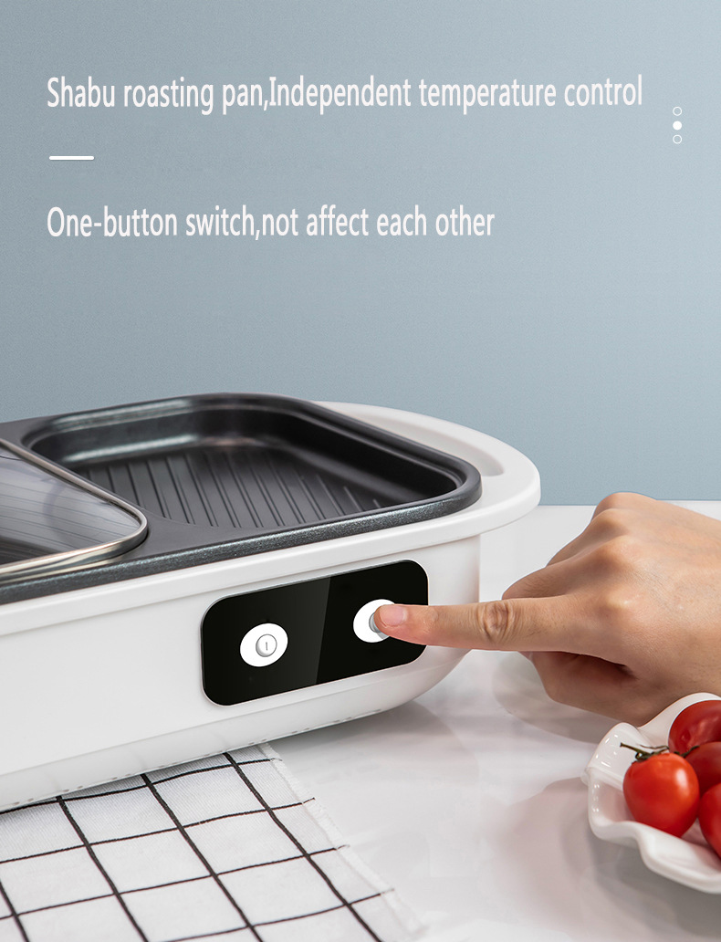 2 in 1 Non-Stick Shabu Pot and Griddle Multi Cookers BBQ Shabu Shabu Pot with Grill, Steaks, Ramen& Noodles,electric cooking pot