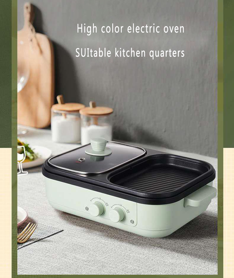 2 in 1 Non-Stick Shabu Pot and Griddle Multi Cookers BBQ Shabu Shabu Pot with Grill, Steaks, Ramen& Noodles,electric cooking pot