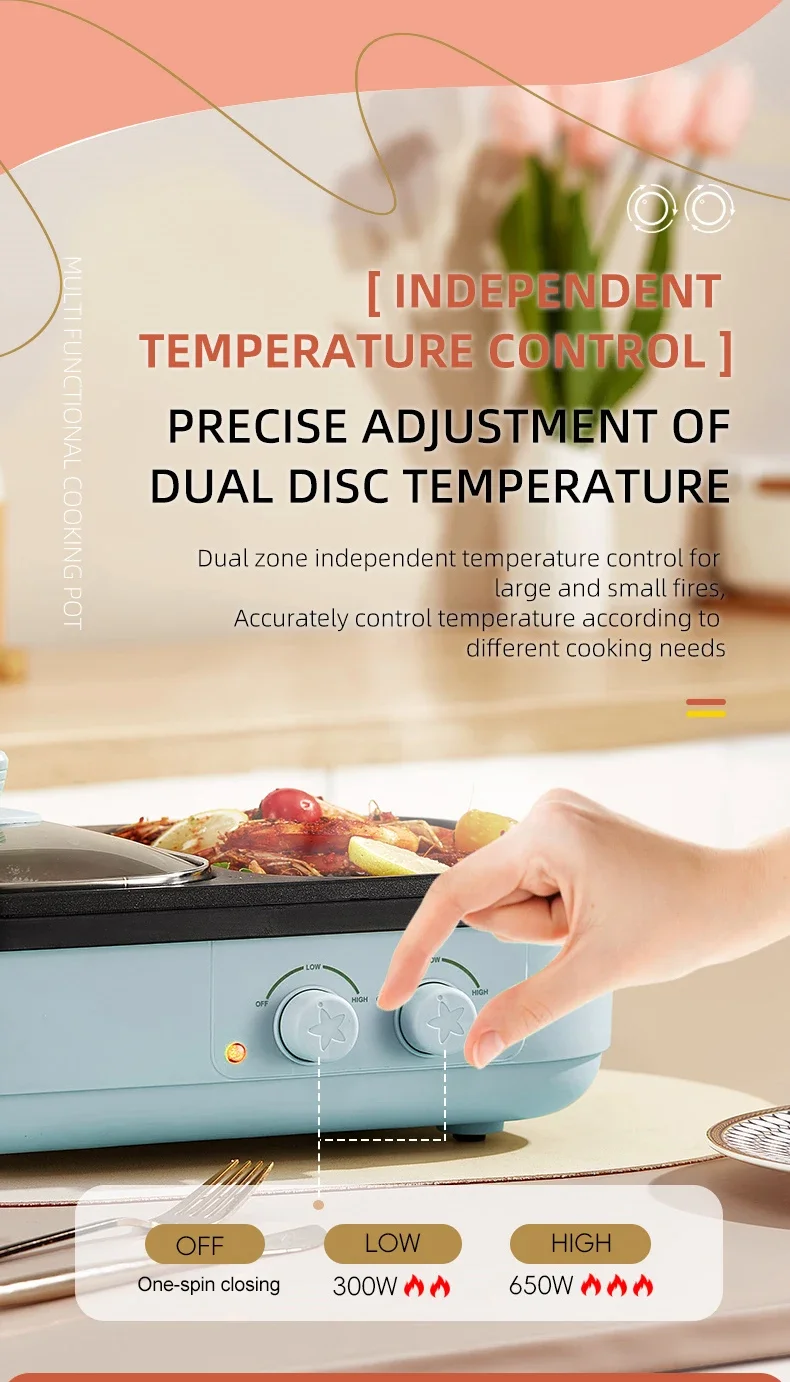 2-in-1 Multifunctional Electric Hot Pot & BBQ Grill Cooker - Household Non-Stick Multi-Cooker with Dual Voltage (110V/220V)