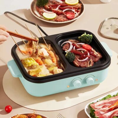 2-in-1 Multifunctional Electric Hot Pot & BBQ Grill Cooker - Household Non-Stick Multi-Cooker with Dual Voltage (110V/220V) - Image 2