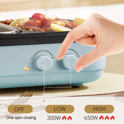 2-in-1 Multifunctional Electric Hot Pot & BBQ Grill Cooker - Household Non-Stick Multi-Cooker with Dual Voltage (110V/220V) - Image 3