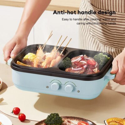 2-in-1 Multifunctional Electric Hot Pot & BBQ Grill Cooker - Household Non-Stick Multi-Cooker with Dual Voltage (110V/220V) - Image 4