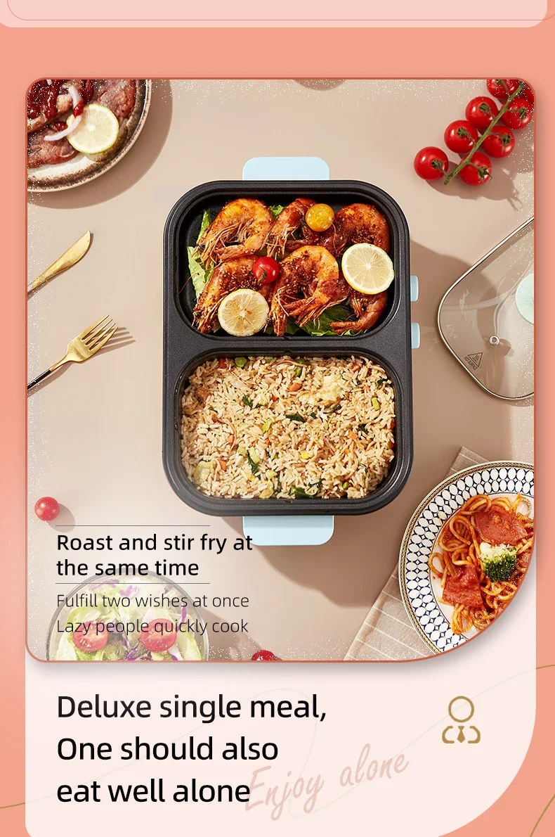 2-in-1 Multifunctional Electric Hot Pot & BBQ Grill Cooker - Household Non-Stick Multi-Cooker with Dual Voltage (110V/220V)