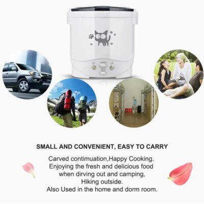 Electric Mini Rice Cooker Portable MultiCooker Household Rice Cookers 12V 24V 220V Pot Cooking Machine Pans For Car Truck Home - Image 2