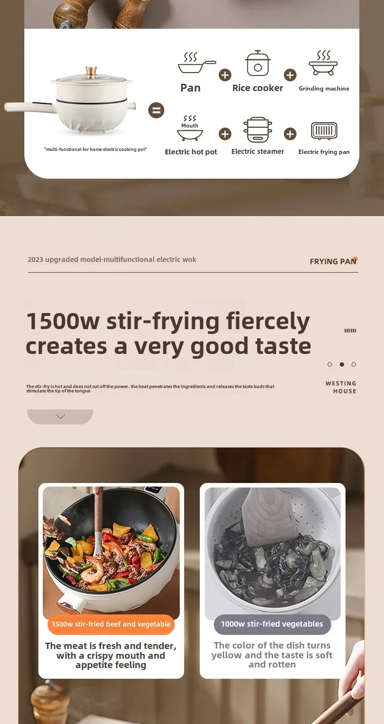 Smart Electric Frying Pan Integrated Plug-In Cooker Multi-Functional Home Use Non-Stick Small Electric Boiler Smart Electric Frying Pan Integrated Plug-In Cooker Multi-Functional Home Use Non-Stick Small Electric Boiler