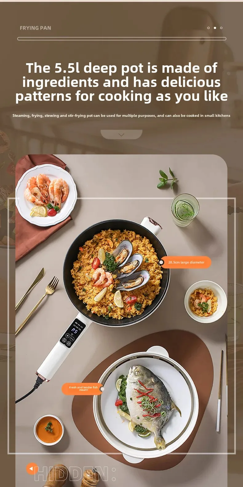 Smart Electric Frying Pan Integrated Plug-In Cooker Multi-Functional Home Use Non-Stick Small Electric Boiler Smart Electric Frying Pan Integrated Plug-In Cooker Multi-Functional Home Use Non-Stick Small Electric Boiler