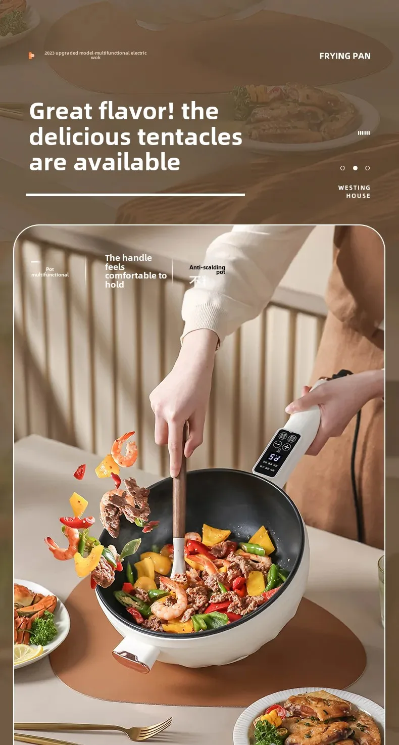 Smart Electric Frying Pan Integrated Plug-In Cooker Multi-Functional Home Use Non-Stick Small Electric Boiler Smart Electric Frying Pan Integrated Plug-In Cooker Multi-Functional Home Use Non-Stick Small Electric Boiler