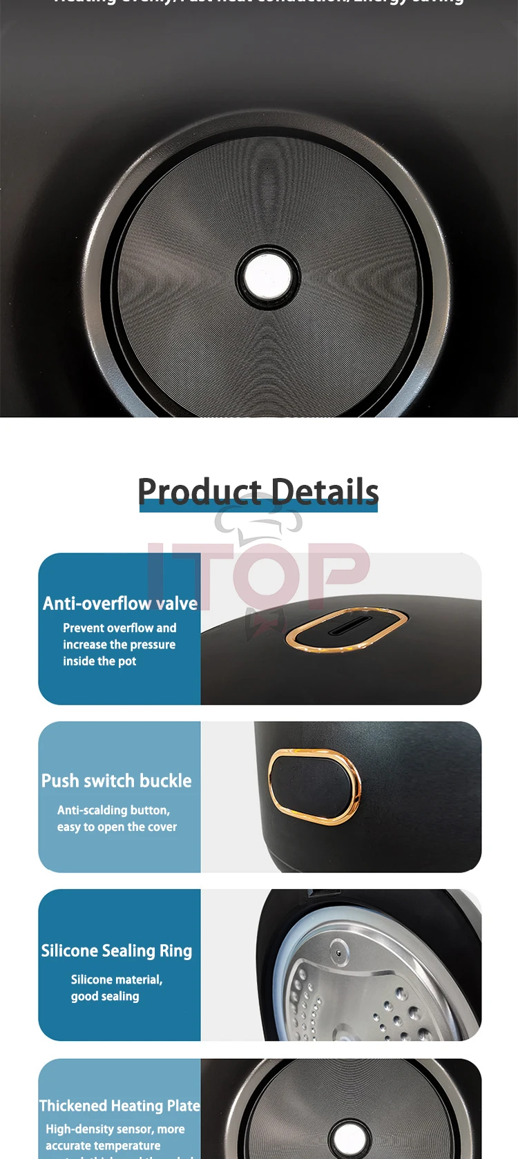 ITOP Boba Pot Electric One Pot Multi-Purpose Automatic Pearl Non-Stick Pot Intelligent Temperature Control Bubble Tapioca Cooker