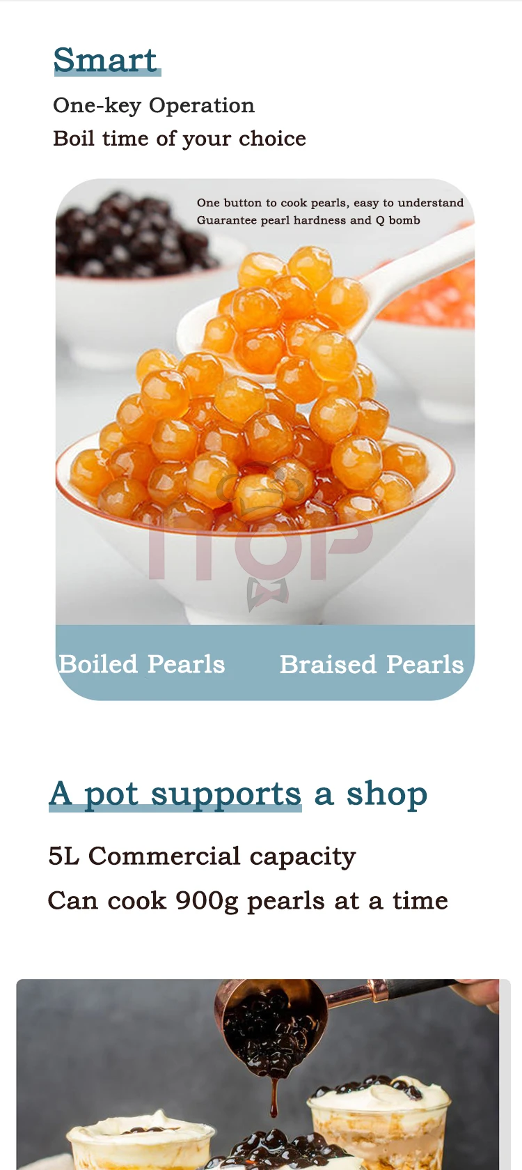 ITOP Boba Pot Electric One Pot Multi-Purpose Automatic Pearl Non-Stick Pot Intelligent Temperature Control Bubble Tapioca Cooker