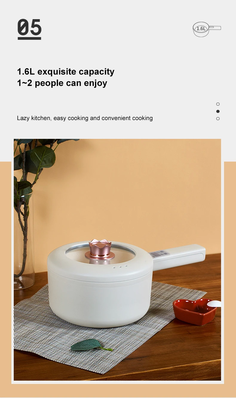 URINGO 1.6/2L Electric Hot Pot Five-speed Adjustable Multi-function Electric Cooker Non Stick Pan Frying Household Dormitory