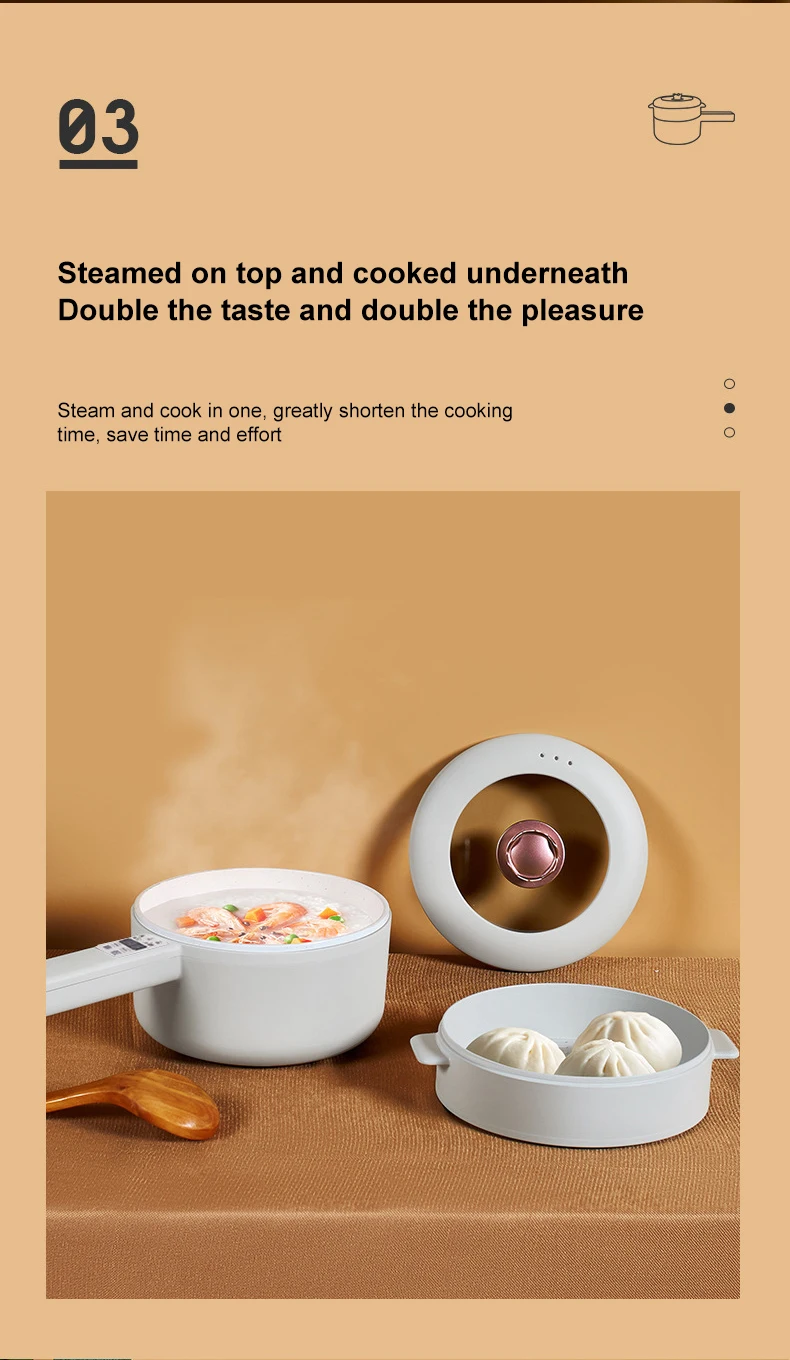 URINGO 1.6/2L Electric Hot Pot Five-speed Adjustable Multi-function Electric Cooker Non Stick Pan Frying Household Dormitory